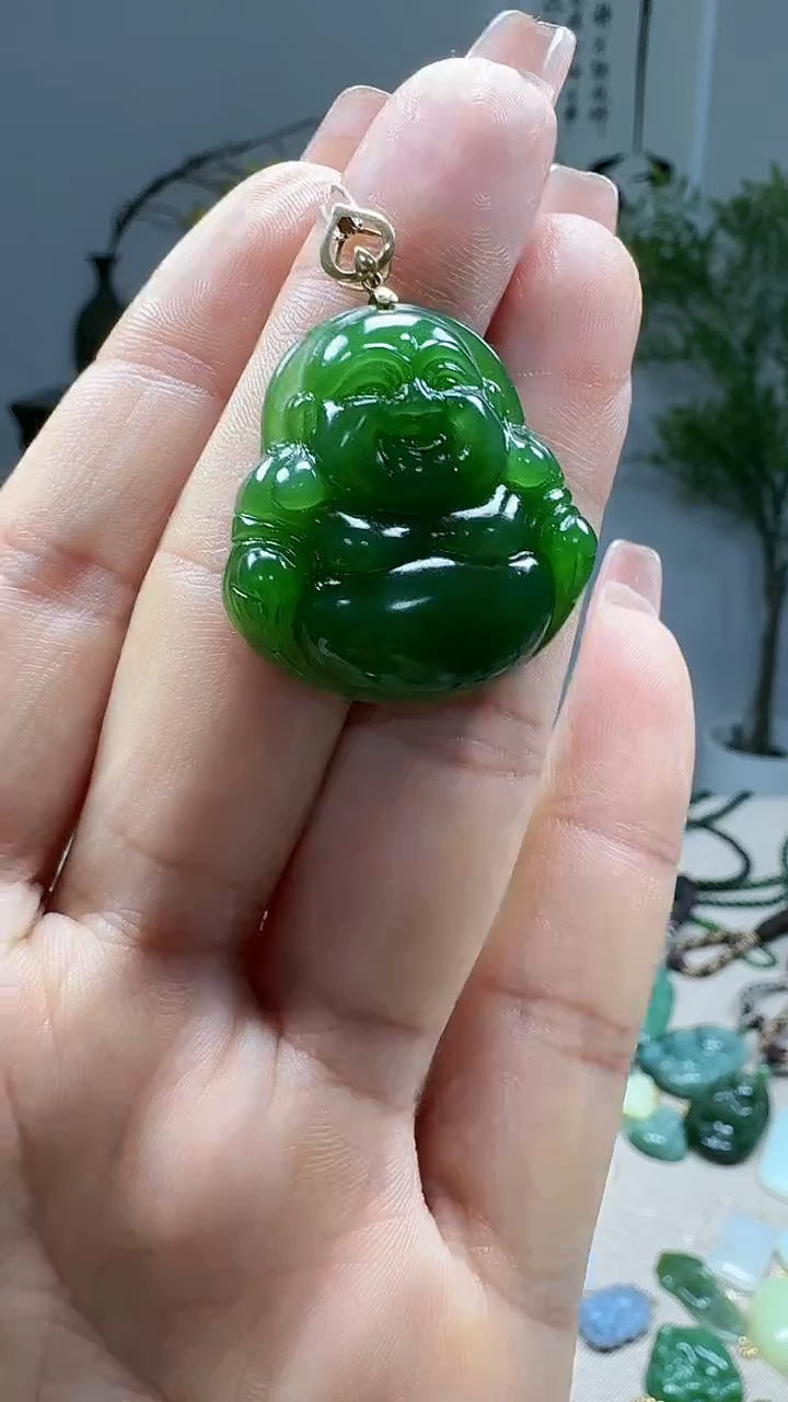 吊坠(不含链)18K金镶嵌和田玉1