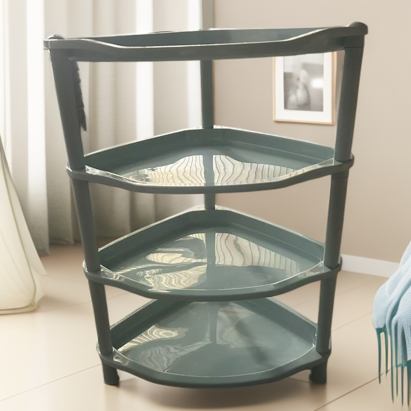 禧浴室转角卫生间置物架家用脸盆落地收纳架灰色大容量便捷创意