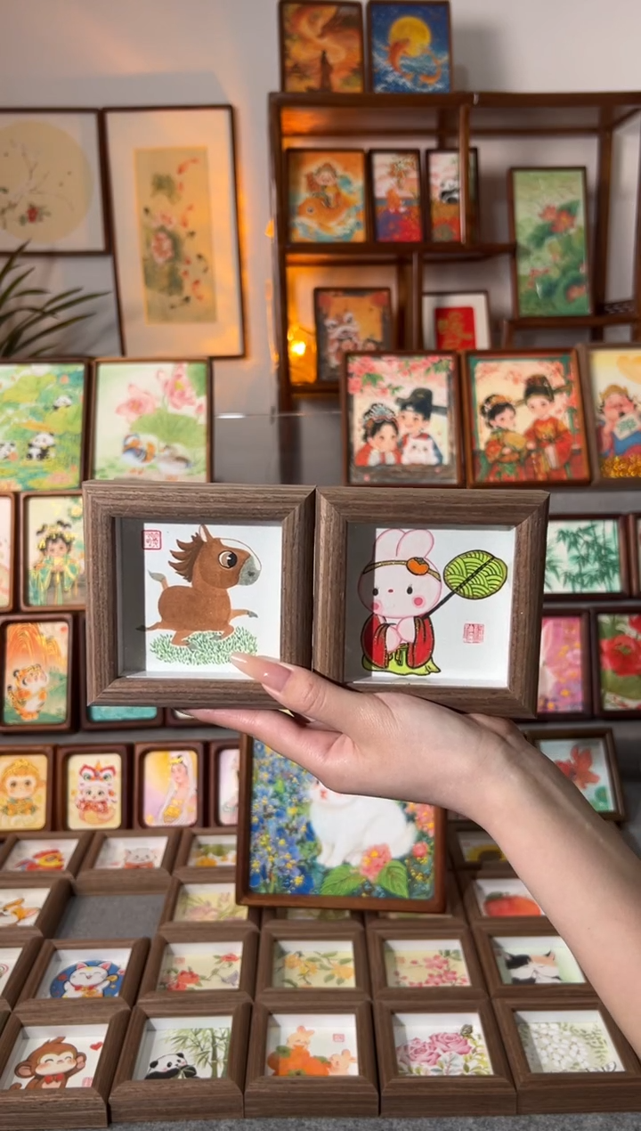 【闪购商品】国画小马 小玉兔 手绘国画一组11