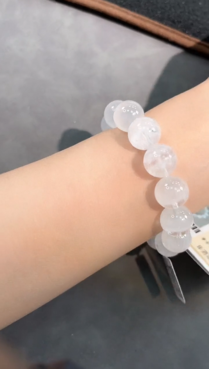 【闪购商品】水晶手链未镶嵌95号聚宝盆白幽水晶单圈14mm