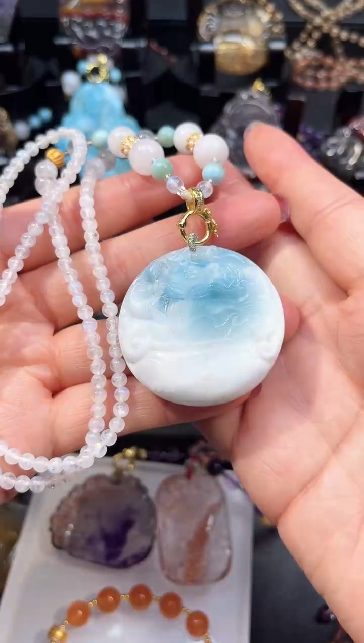 【闪购商品】针钠钙石（海纹石）颈饰未镶嵌【百晶灵儿】定制款