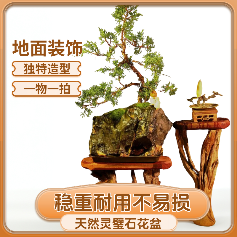 灵璧奇石花盆适用于桌面地面摆放由于每款尺寸大小不同一物一拍