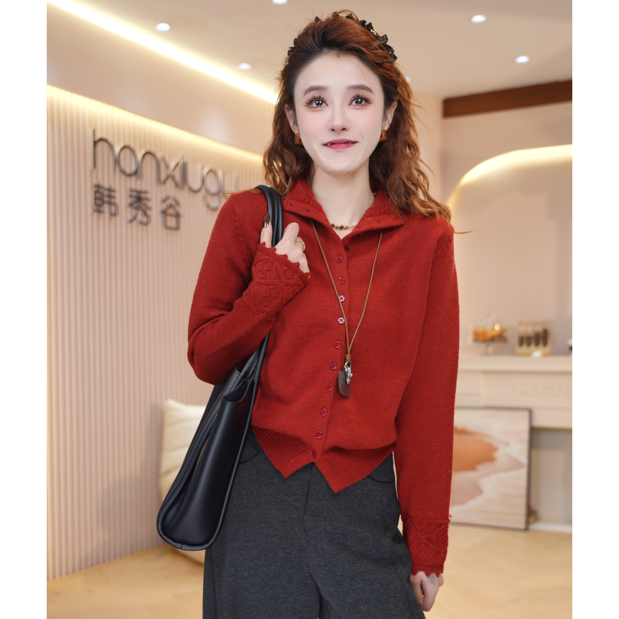 2025秋冬新款法式气质立领针织开衫女修身显瘦百搭减龄上衣Y1667