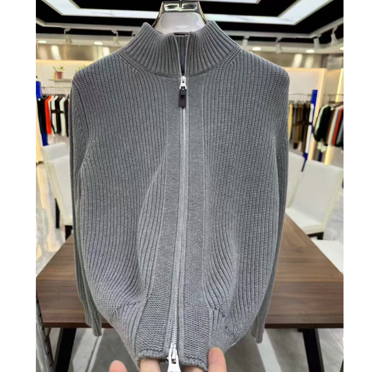 【K哥男装】男士时尚休闲拉链秋冬男士加厚保暖针织衫半高领毛衣