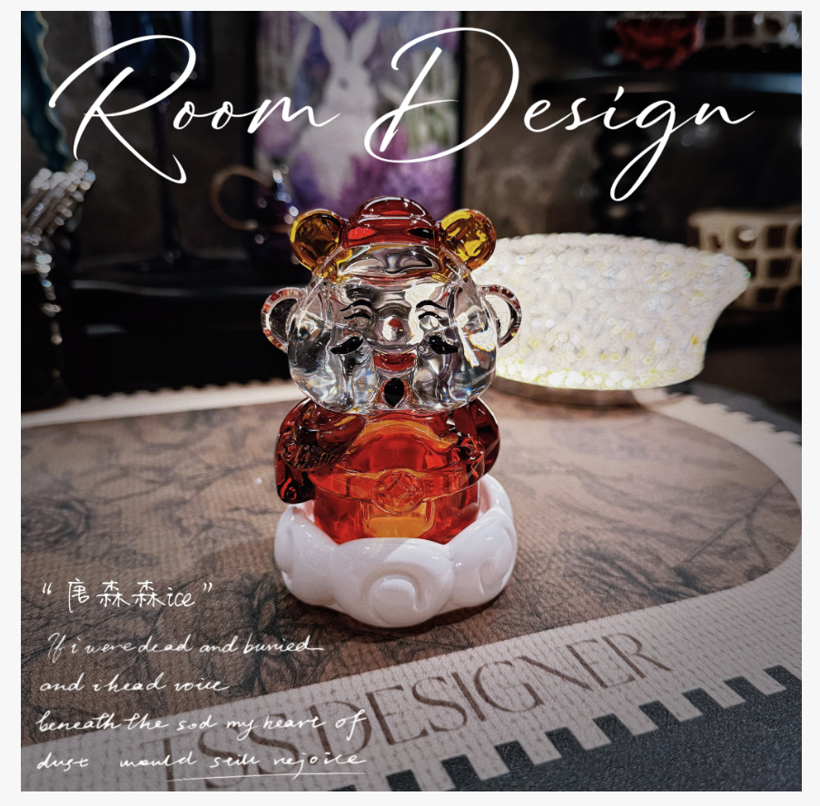 纯手工手绘玻璃五路财神牙签盒桌面收纳摆件