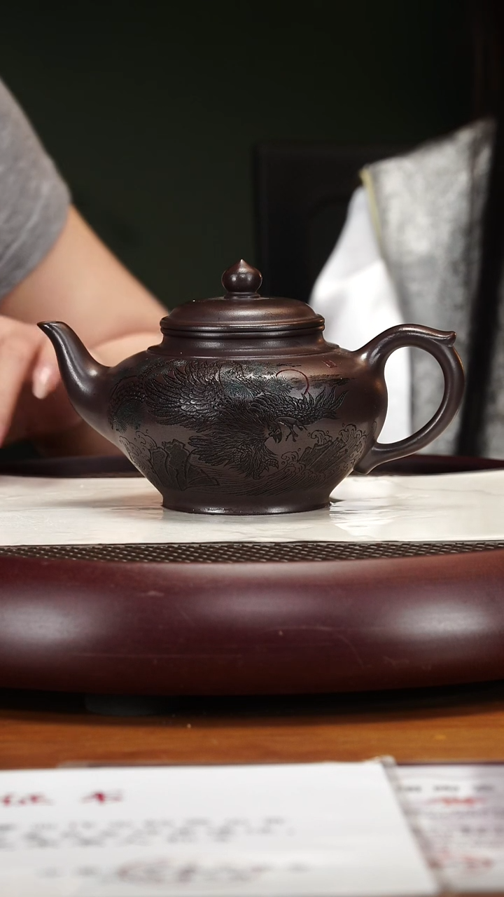 茶壶紫砂26JLQ笑樱紫泥（负离)450cc