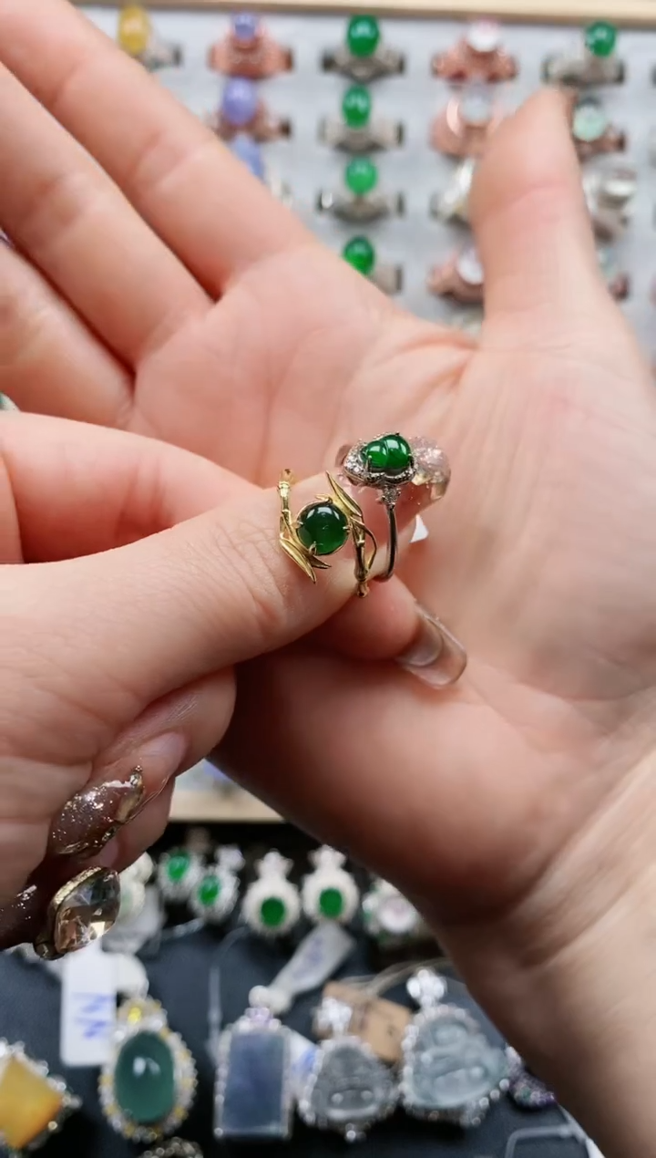 【闪购商品】翡翠戒指银S925镶嵌天然翡翠女戒专场