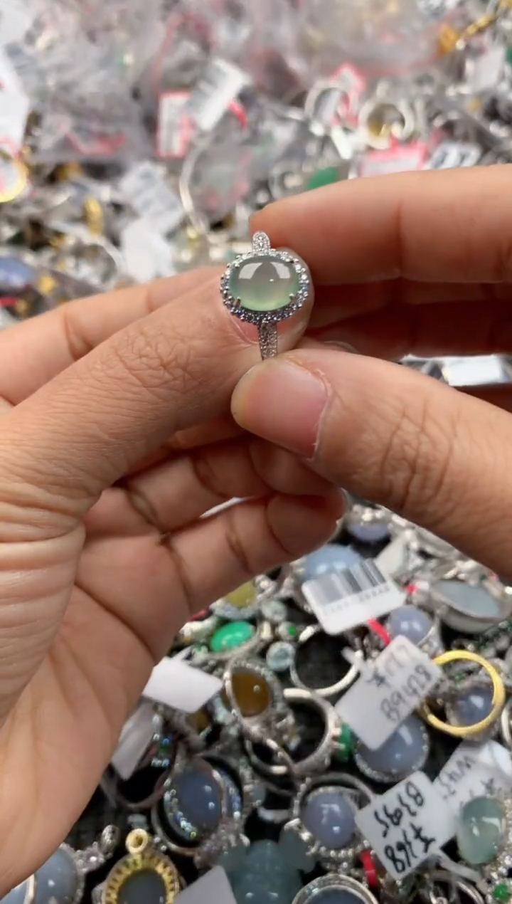 银S925镶嵌戒指翡翠4444----1