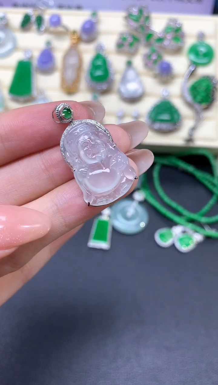 【闪购商品】翡翠吊坠(不含链)18K金镶嵌吊坠|2400+240