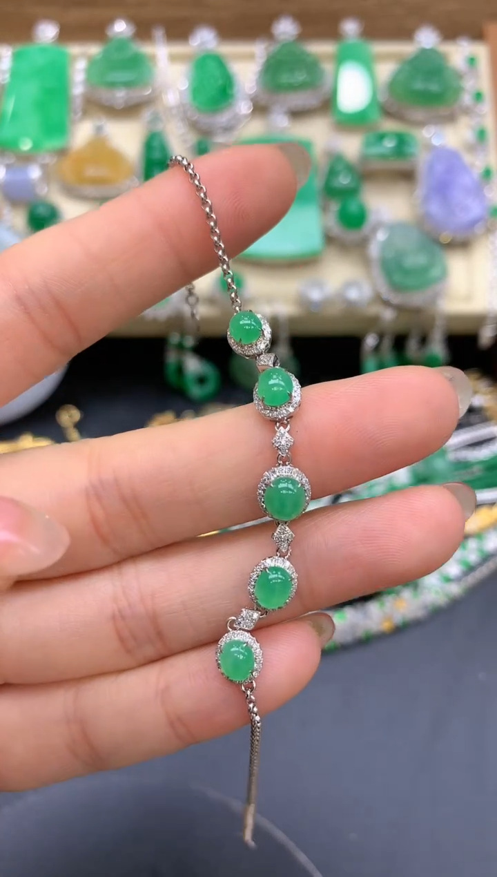 【闪购商品】翡翠手链18K金镶嵌200-中国好珍宝