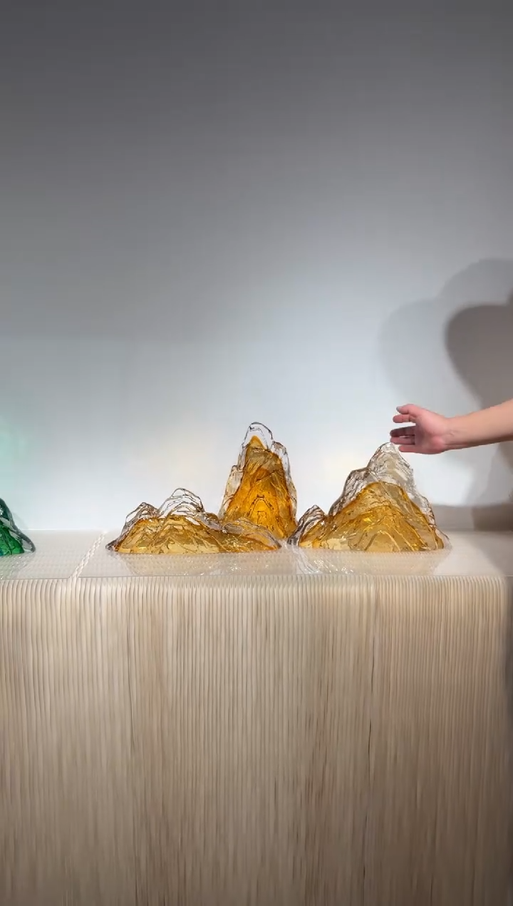 摆件璨石美学金色山一组艺术摆件