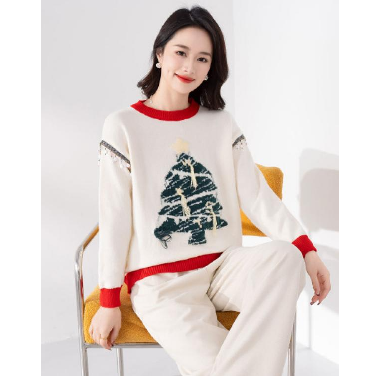 A190针织女毛针织衫圣诞树