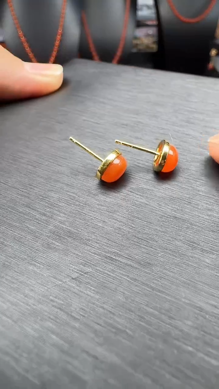 【闪购商品】南红玛瑙耳钉银S925镶嵌南红耳钉 s925银镶嵌