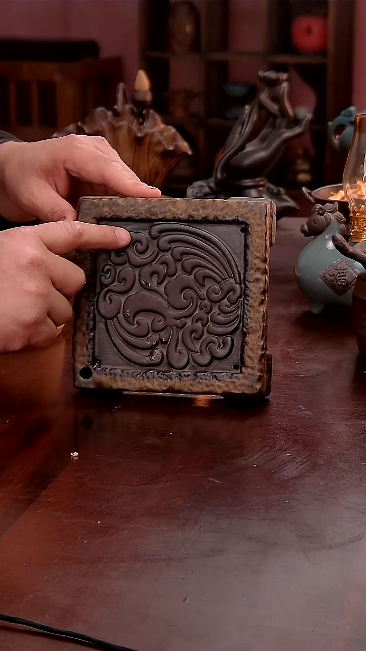 陶瓷老岩泥高温陶瓷祥云方形壶承