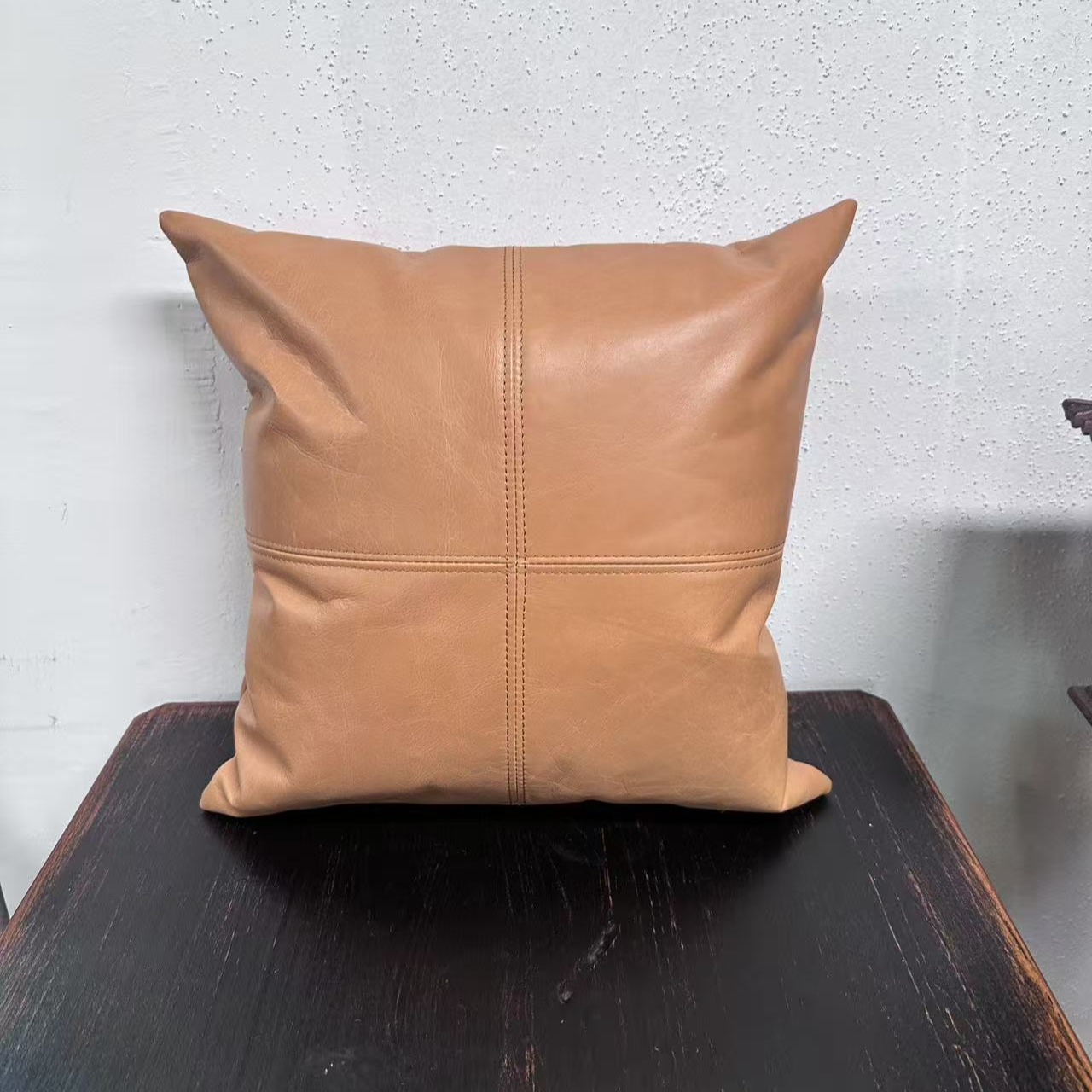 BORCH/博瑞奇 真皮拼接手工抱枕浅橙色靠垫 08873