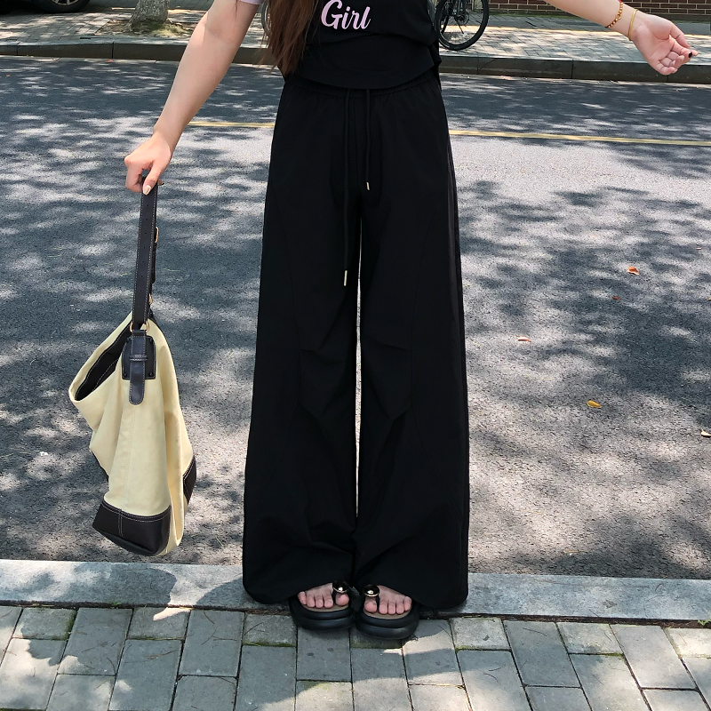 盈盈&南岛风大码女装高腰直筒长裤子夏季微胖mm显瘦阔腿裤ZYY1803