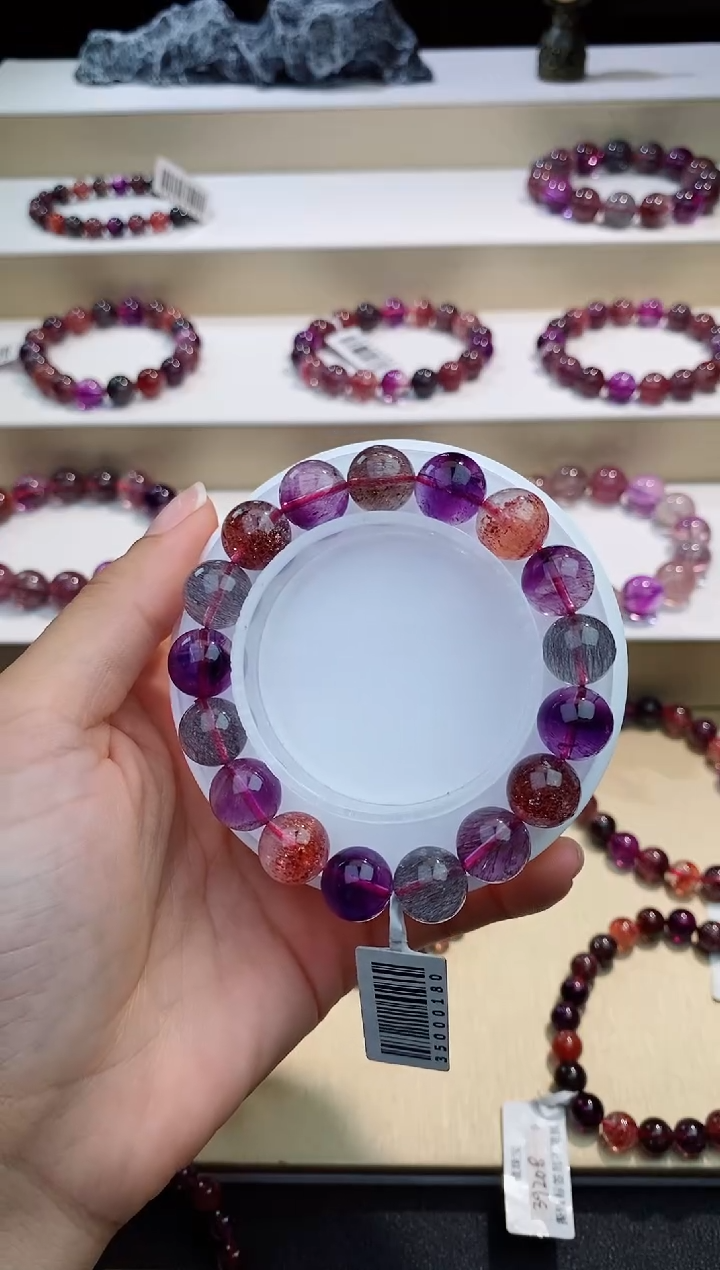 未镶嵌手链水晶黑加仑超七11m+