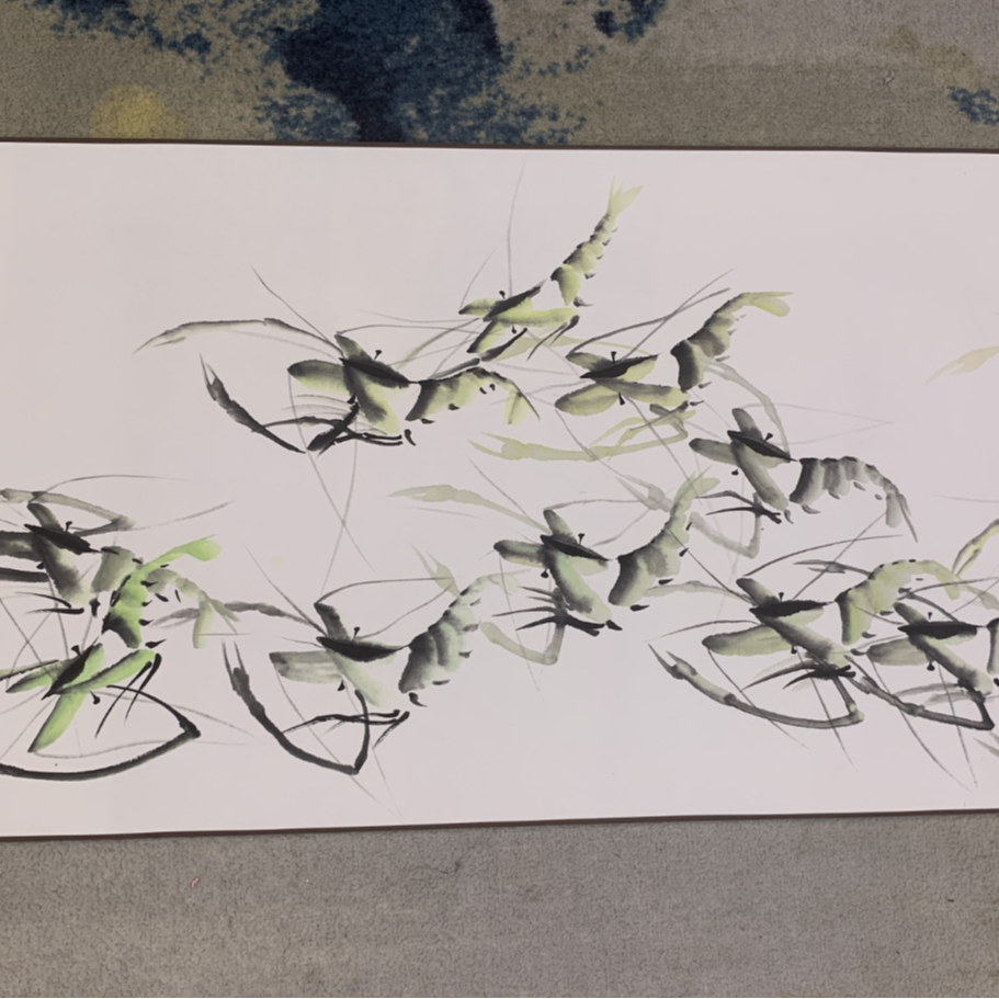 石联海作品 百虾图 十米长卷