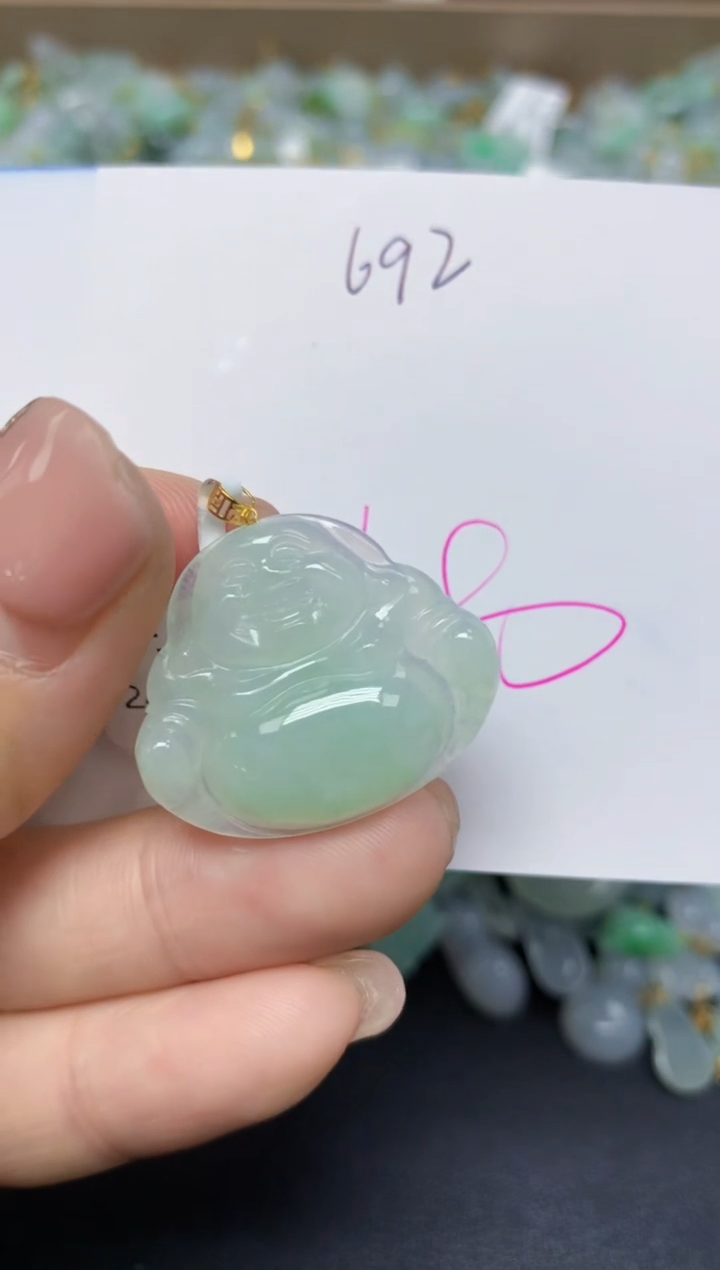 【闪购商品】翡翠挂件18K金镶嵌 天然翡翠A货