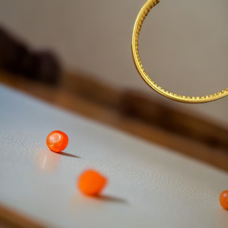 SL888豪奢玛瑙橙单珠圆润光泽配手镯J49