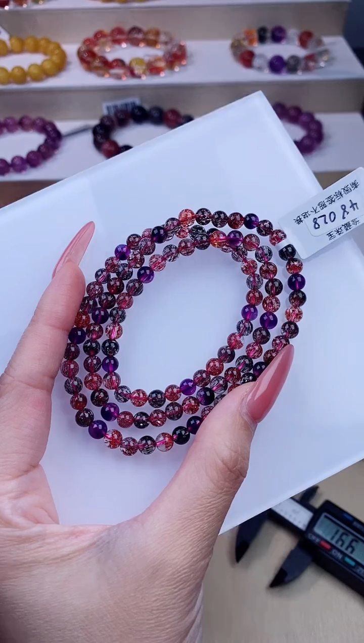 未镶嵌手链水晶T****.黑加仑超七多圈5m+