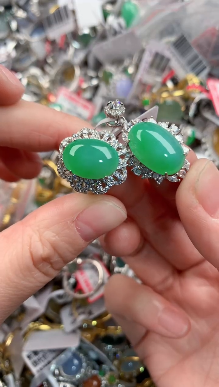 银S925镶嵌戒指翡翠222               8