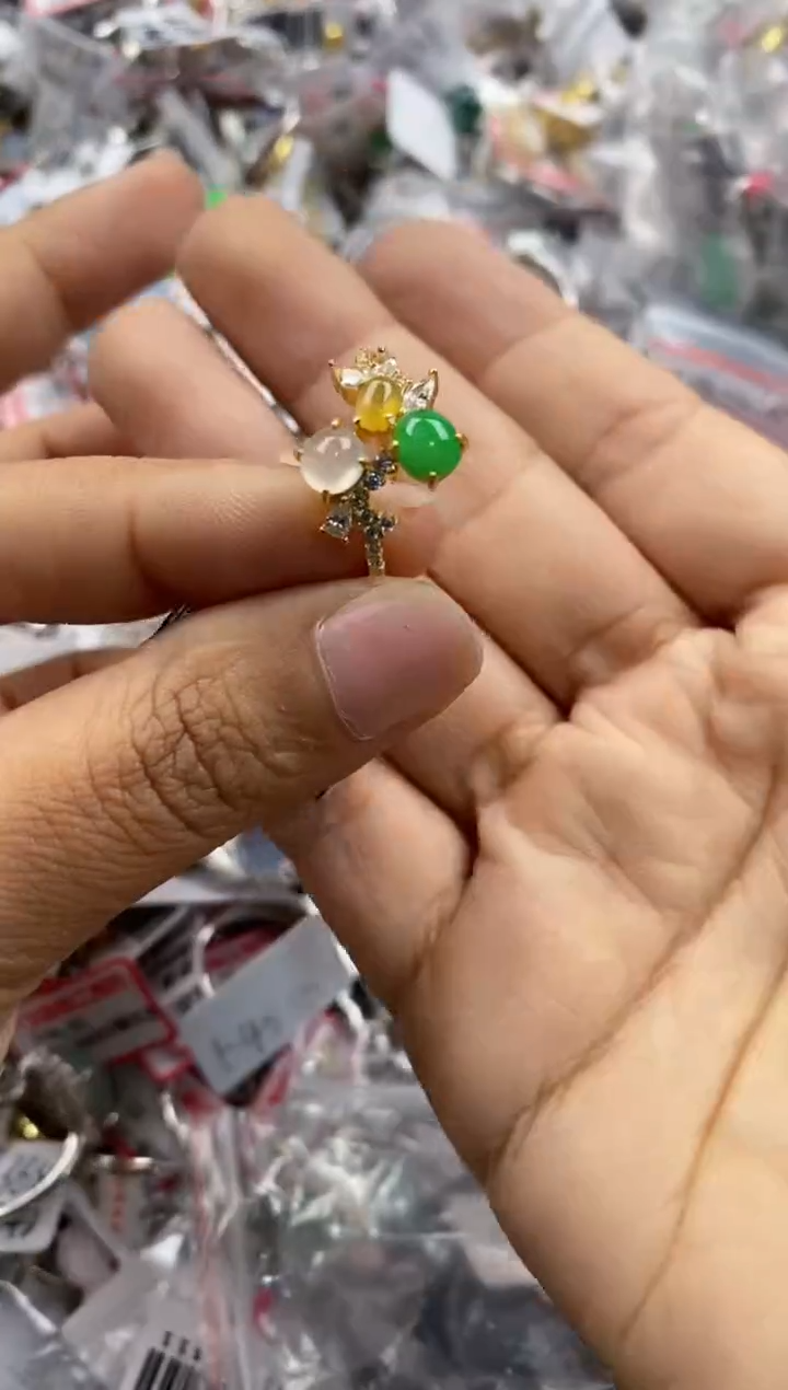 银S925镶嵌戒指翡翠555             5