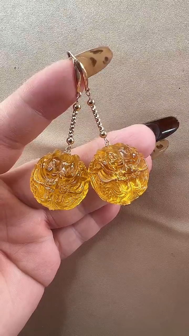 【闪购商品】琥珀耳饰未镶嵌耳环