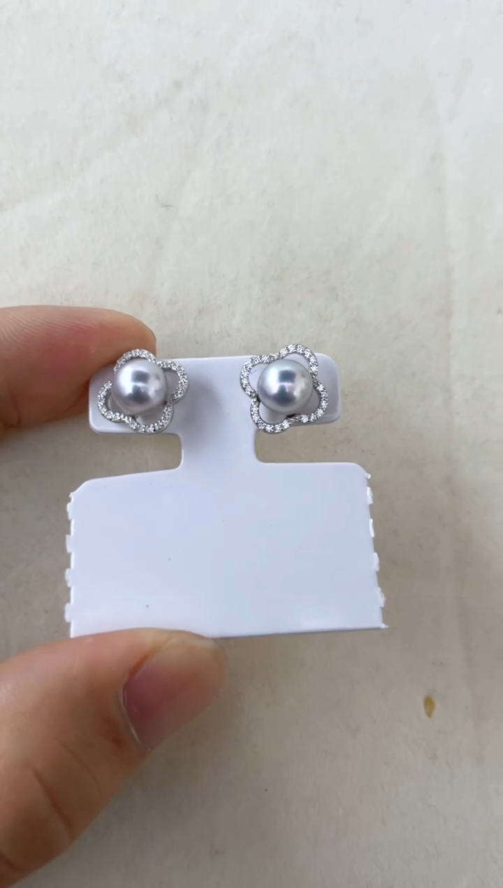 【闪购商品】海水珍珠耳饰银S925镶嵌耳钉