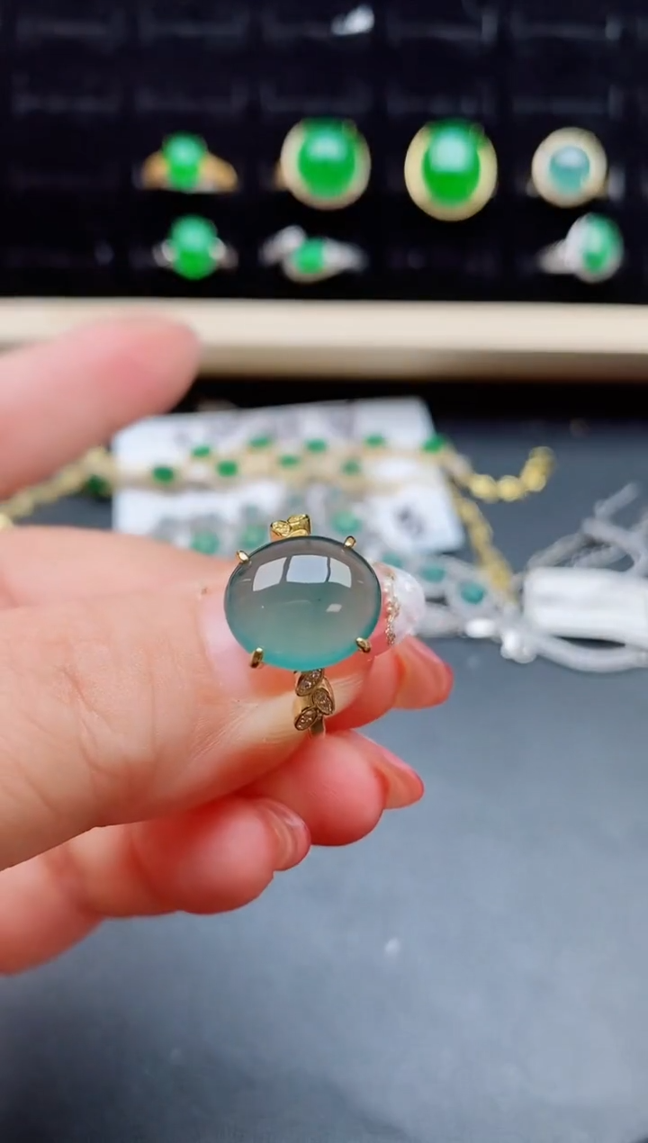 【闪购商品】翡翠戒指银S925镶嵌080500