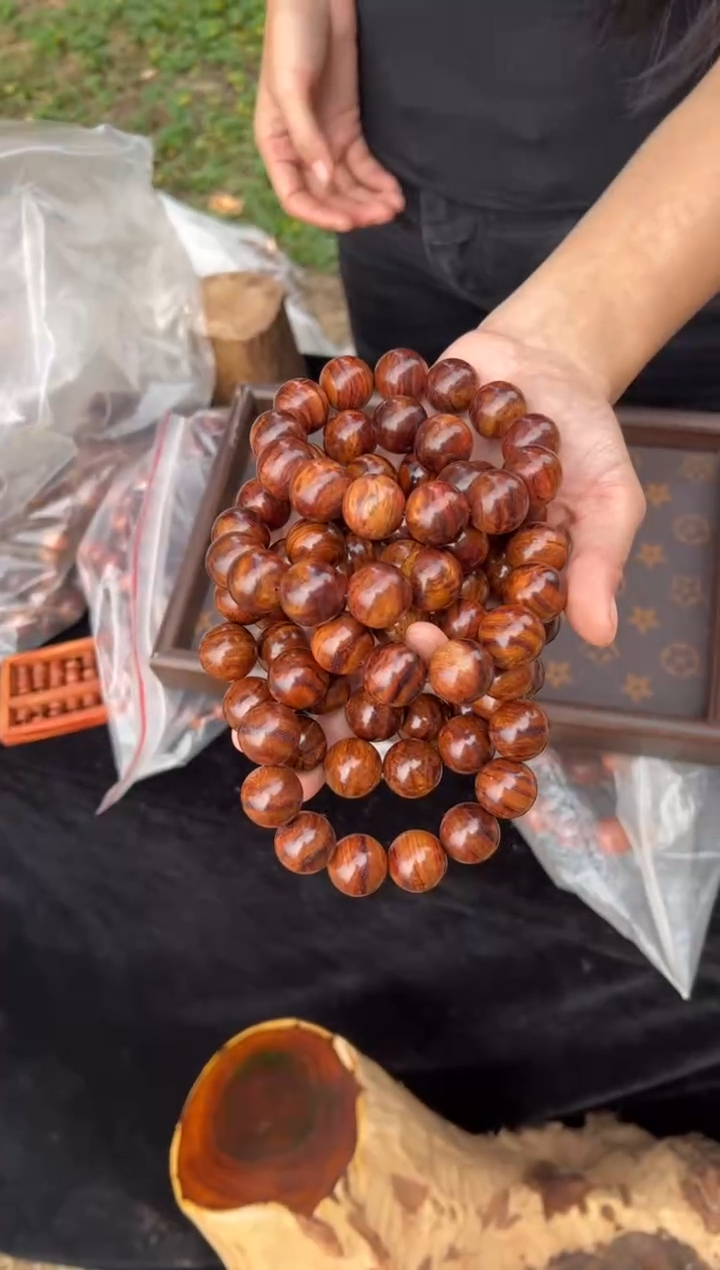 黄花梨/降香黄檀A019紫油梨1.8圆珠手串66多样性发一