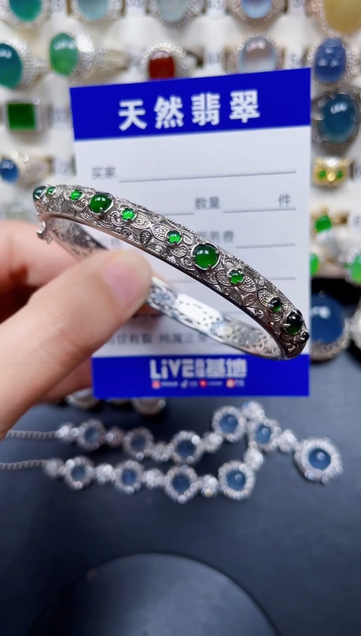 银S925镶嵌手镯翡翠212