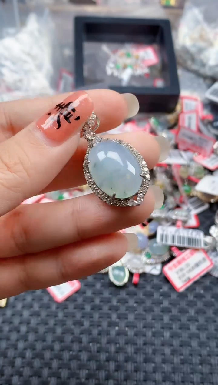 银S925镶嵌戒指翡翠天然A货缅甸翡翠