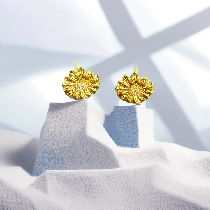 【XX】足 金 999设计款小雏菊耳钉一对 赠耳堵HJ085-2