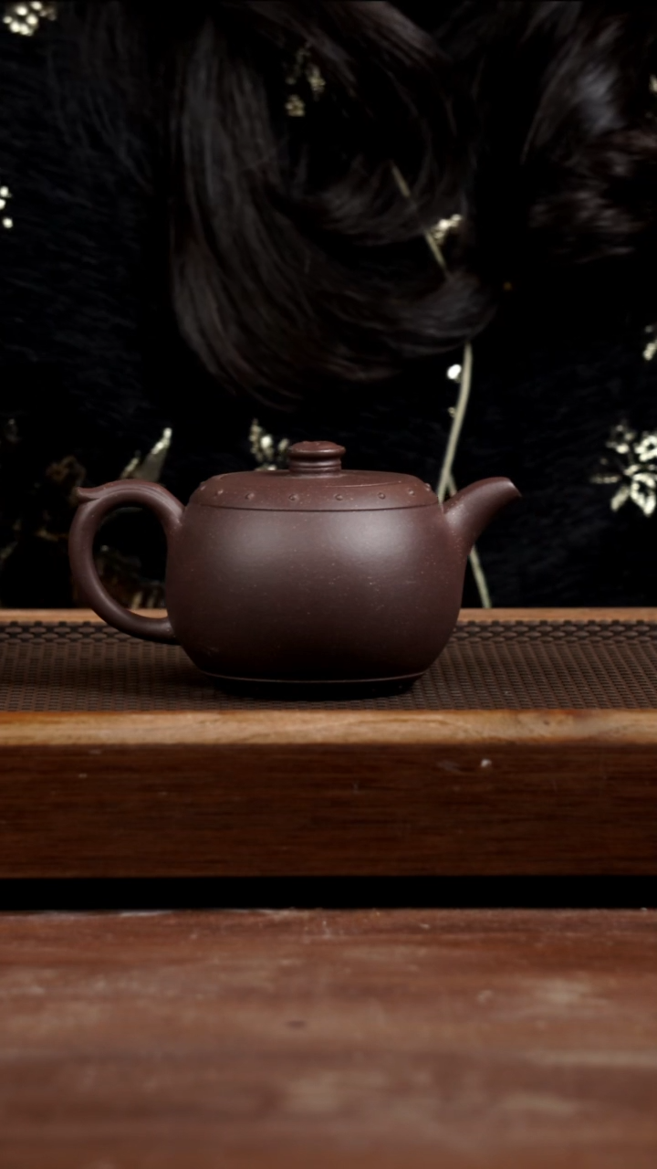 茶壶紫砂五号井底槽青太极鼓320CC