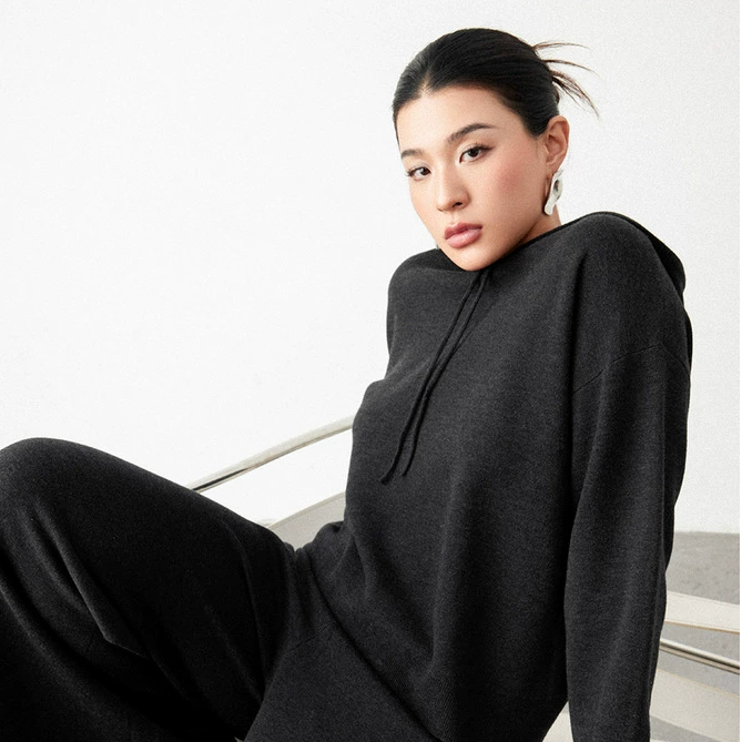 【折扣款】PLUSMALL sporty俱乐部 混纺撞色卫衣套装PPPP2412092AB