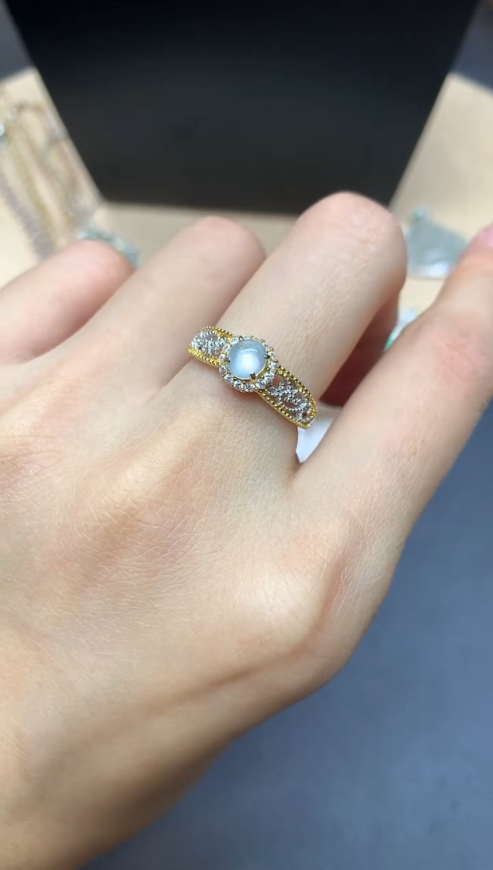 【闪购商品】翡翠戒指银S925镶嵌蛋面【多样性发其一】