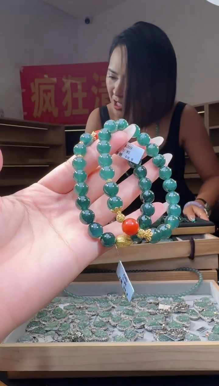 银S925镶嵌手串翡翠纯天然A货翡翠手串（多样性发其一）