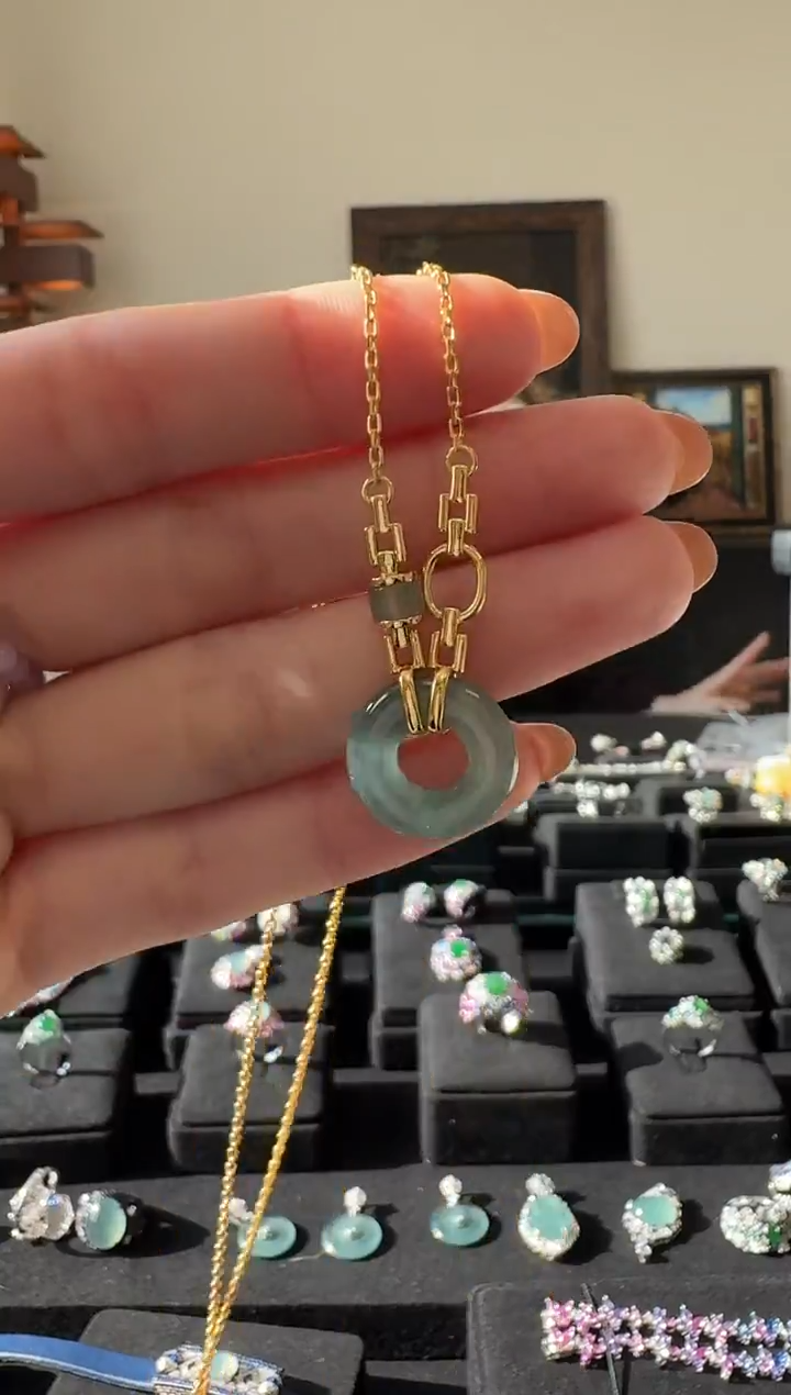 项链银S925镶嵌翡翠项链