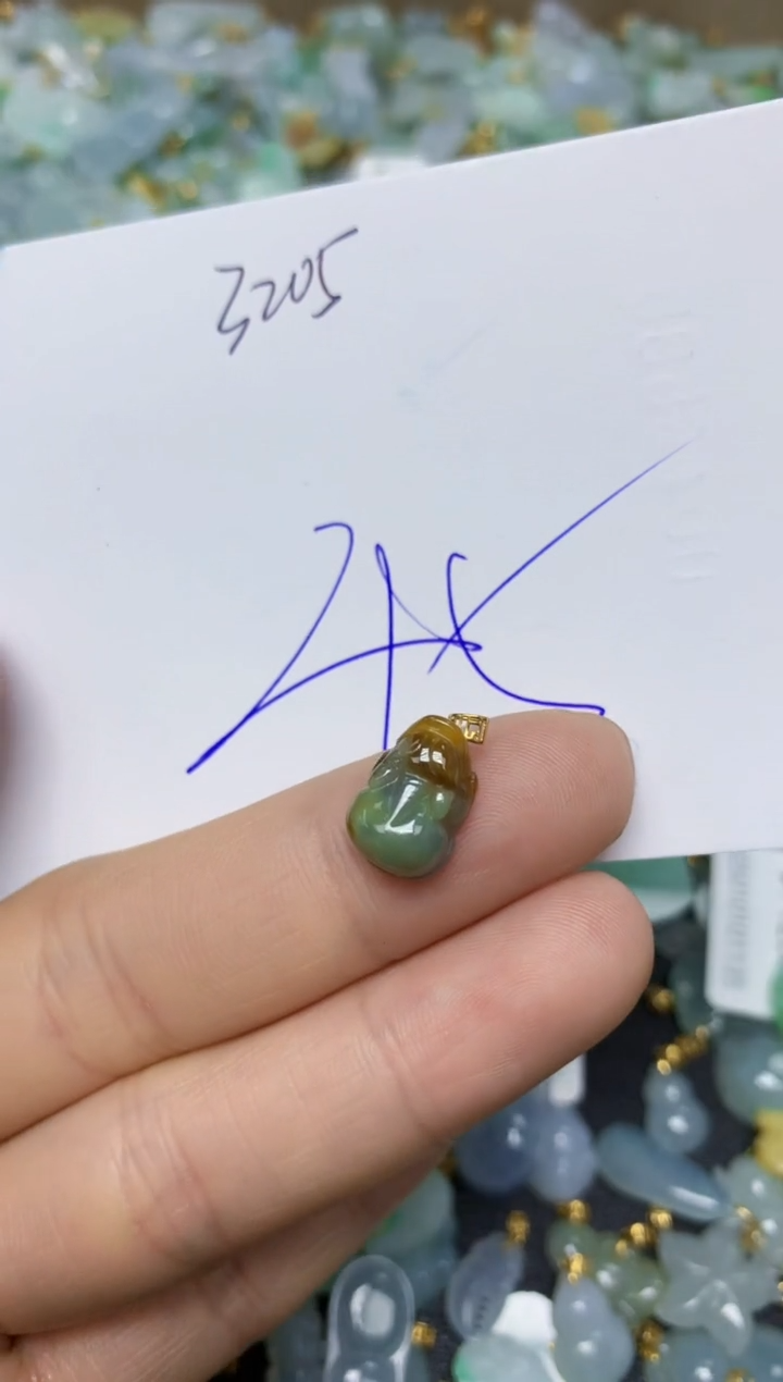 【闪购商品】翡翠挂件18K金镶嵌 天然翡翠A货