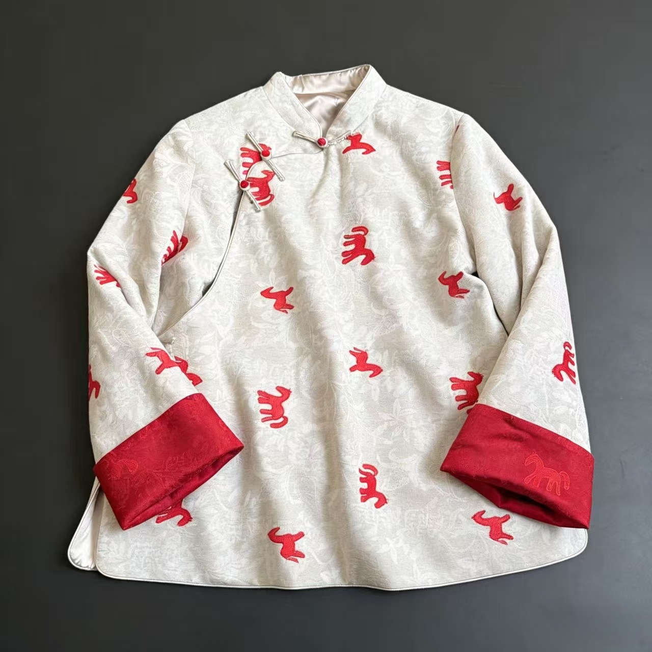 新中式气质秋冬女装宽松刺绣绣提花花水国风棉服