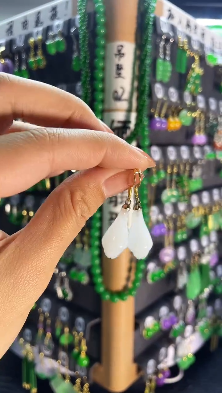 【闪购商品】和田玉耳饰银S925镶嵌06