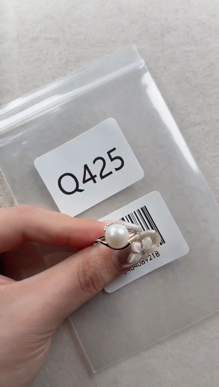 银S925镶嵌戒指海水珍珠Q425