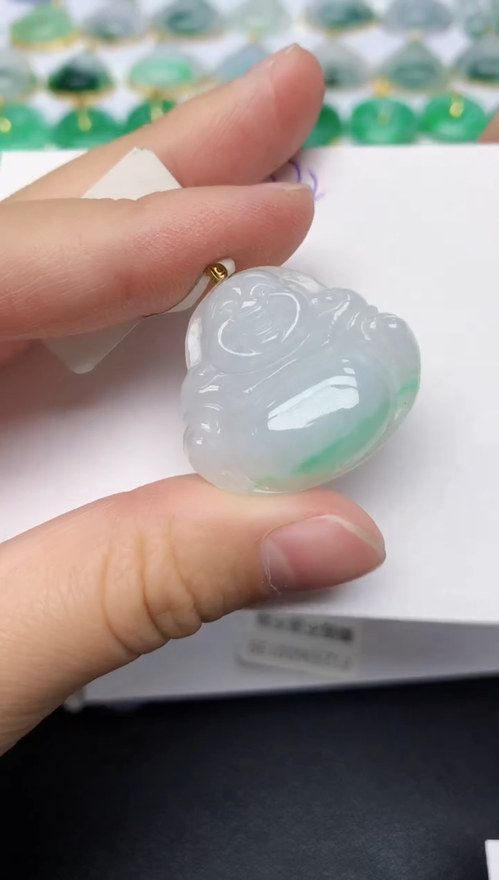 颈饰18K金镶嵌翡翠天然缅甸A货翡翠百元以上9元证书费自理