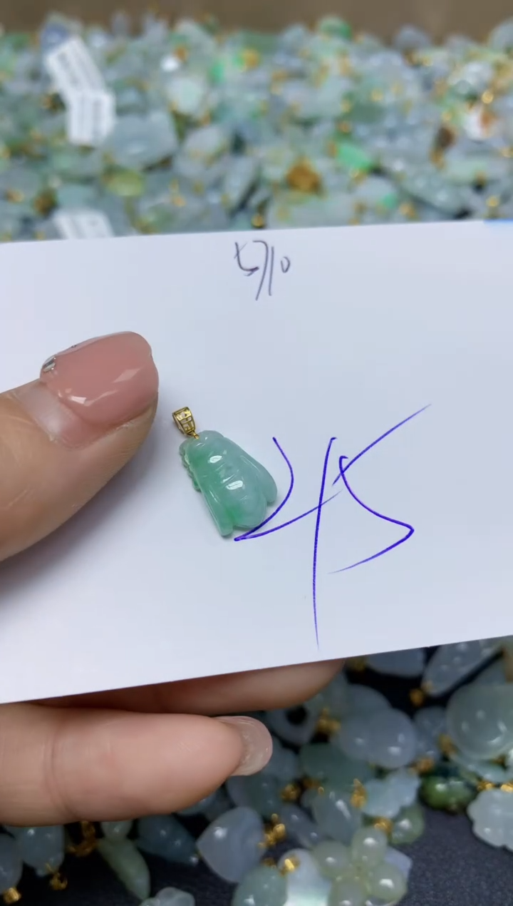 【闪购商品】翡翠挂件18K金镶嵌 天然翡翠A货