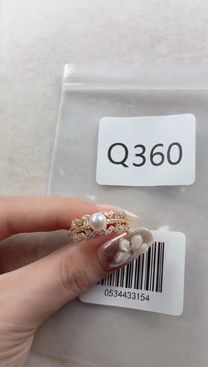银S925镶嵌戒指海水珍珠Q360