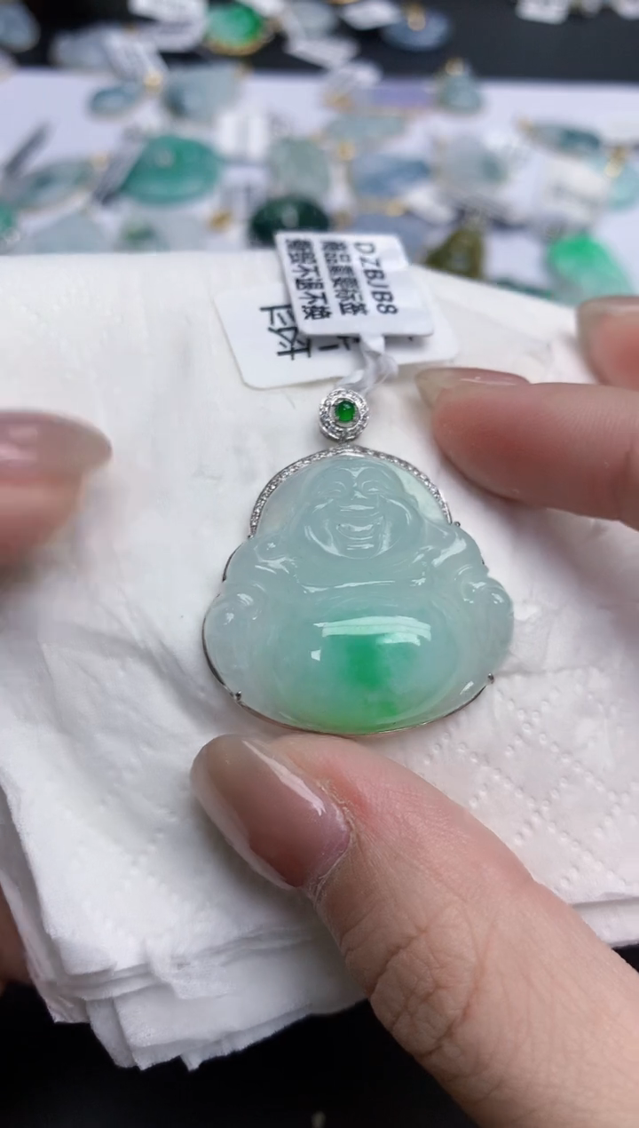 【闪购商品】翡翠颈饰18K金镶嵌天然缅甸翡翠A货