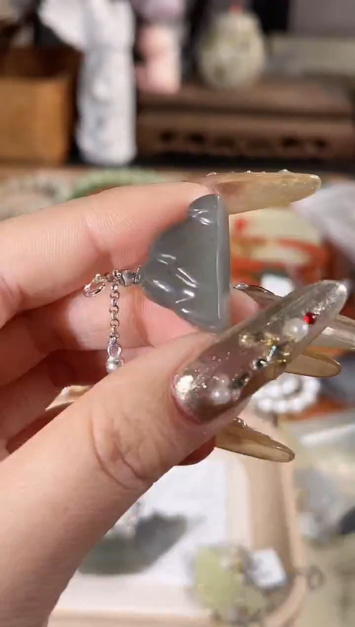 吊坠(不含链)银S925镶嵌和田玉多样性发其一孤品默认微瑕