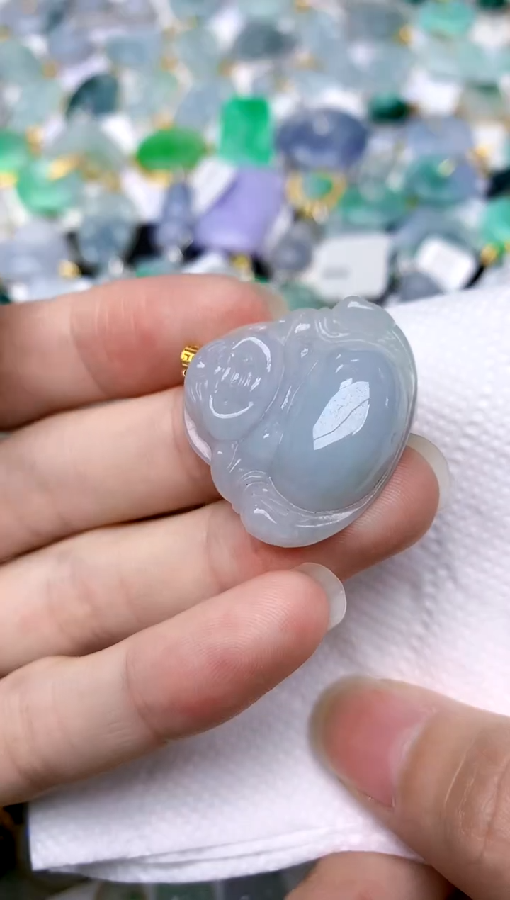 颈饰18K金镶嵌翡翠天然A货翡翠