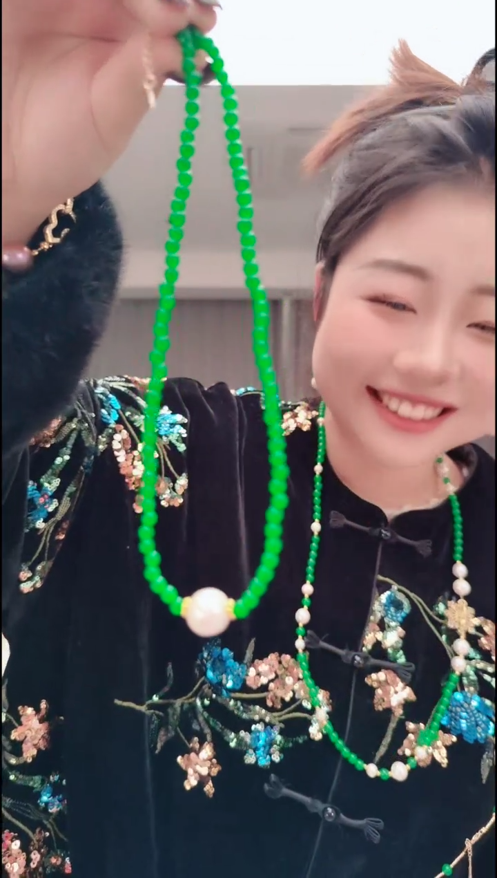 颈饰未镶嵌淡水珍珠2728单珠绿链